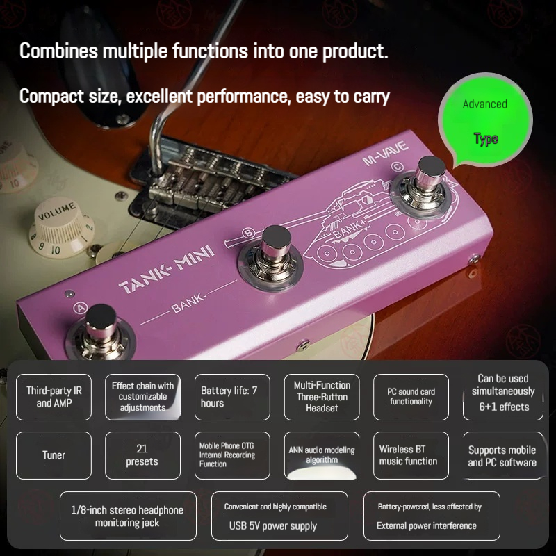 M VAVE Tank Mini, Pedal Efek G - Bluetooth Speaker ulasan dan harga